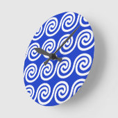 Griechisch Meander Key Waves Muster blau Runde Wanduhr (Winkel)