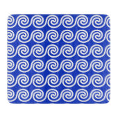Griechisch Meander Key Waves Muster blau Schneidebrett (Vorderseite)