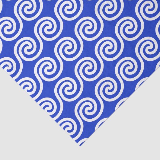 Griechisch Meander Key Waves Muster blau Seidenpapier (Ausschnitt)