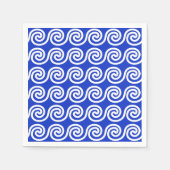 Griechisch Meander Key Waves Muster blau Serviette (Vorderseite)