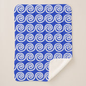 Griechisch Meander Key Waves Muster blau Sherpadecke (Vorderseite)
