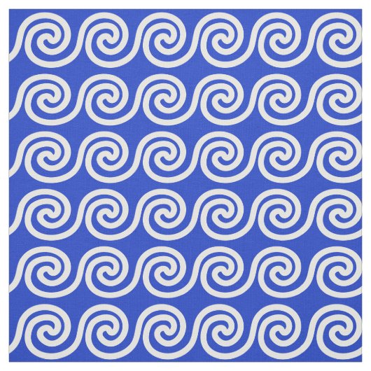 Griechisch Meander Key Waves Muster blau Stoff (Muster)