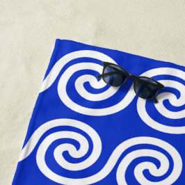 Griechisch Meander Key Waves Muster blau Strandtuch