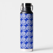 Griechisch Meander Key Waves Muster blau Trinkflasche (Vorne)