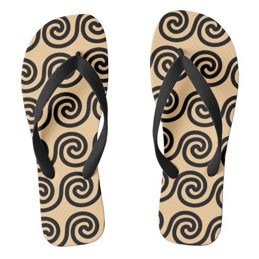 Griechisch Meander Key Waves Muster Brown Badesandalen (Fußbett)
