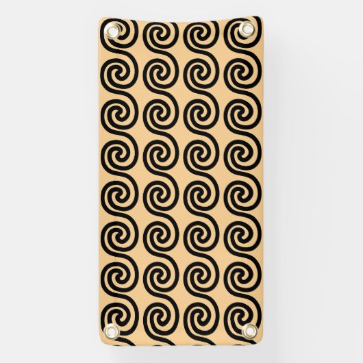 Griechisch Meander Key Waves Muster Brown Banner (Vertikal)