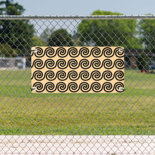 Griechisch Meander Key Waves Muster Brown Banner (Insitu)