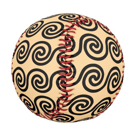 Griechisch Meander Key Waves Muster Brown Baseball (Schrägansicht)