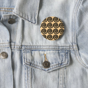 Griechisch Meander Key Waves Muster Brown Button