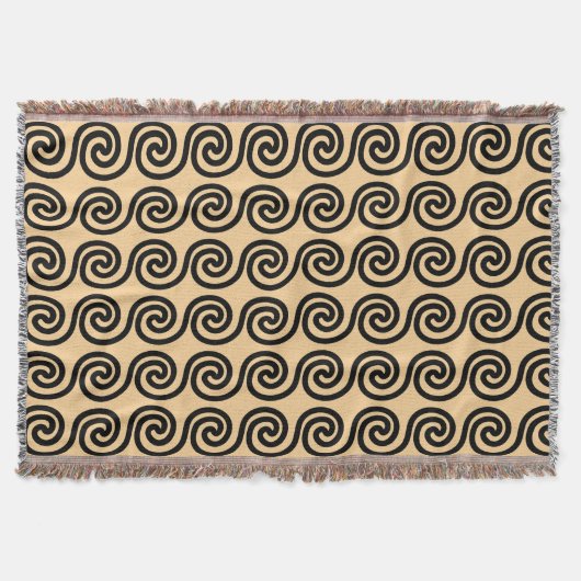 Griechisch Meander Key Waves Muster Brown Decke (Vorderseite)