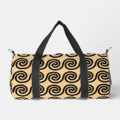 Griechisch Meander Key Waves Muster Brown Duffle Bag (Vorderseite)