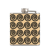 Griechisch Meander Key Waves Muster Brown Flachmann (Rückseite)