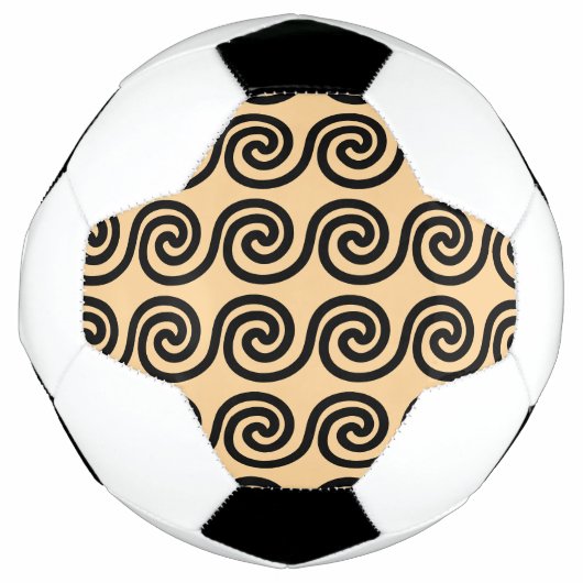 Griechisch Meander Key Waves Muster Brown Fußball (Vorderseite)