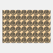 Griechisch Meander Key Waves Muster Brown Geschenkpapier Set (Vorderseite 2)