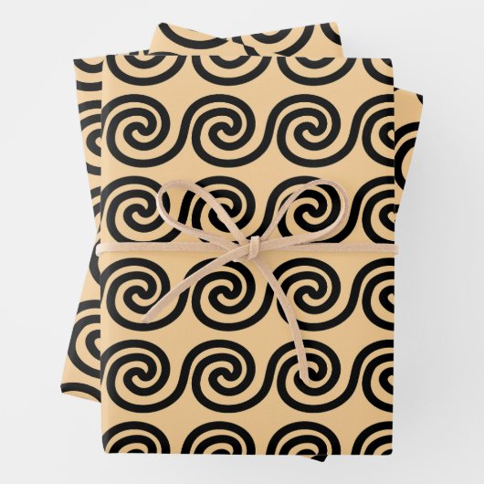 Griechisch Meander Key Waves Muster Brown Geschenkpapier Set (Beispiel)