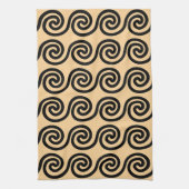 Griechisch Meander Key Waves Muster Brown Geschirrtuch (Vertikal)
