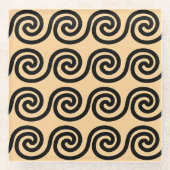 Griechisch Meander Key Waves Muster Brown Glasuntersetzer (Vorderseite)