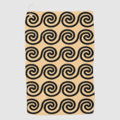 Griechisch Meander Key Waves Muster Brown Golfhandtuch (Vorderseite)