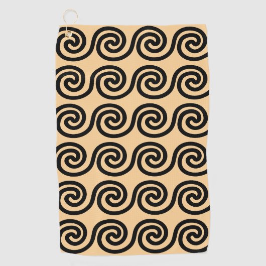 Griechisch Meander Key Waves Muster Brown Golfhandtuch (Vorderseite)