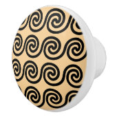 Griechisch Meander Key Waves Muster Brown Keramikknauf (Rechts)