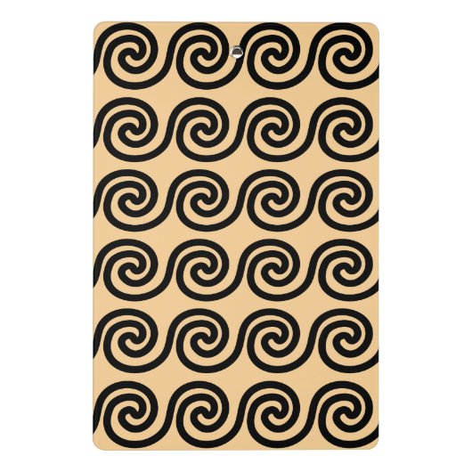 Griechisch Meander Key Waves Muster Brown Mini Klemmbrett (Rückseite)