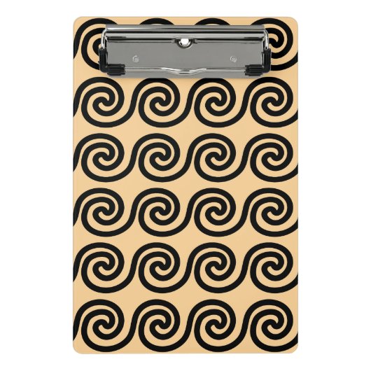 Griechisch Meander Key Waves Muster Brown Mini Klemmbrett (Vorderseite)