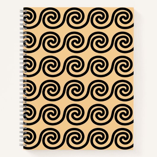 Griechisch Meander Key Waves Muster Brown Notizblock (Vorderseite)