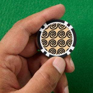 Griechisch Meander Key Waves Muster Brown Pokerchips