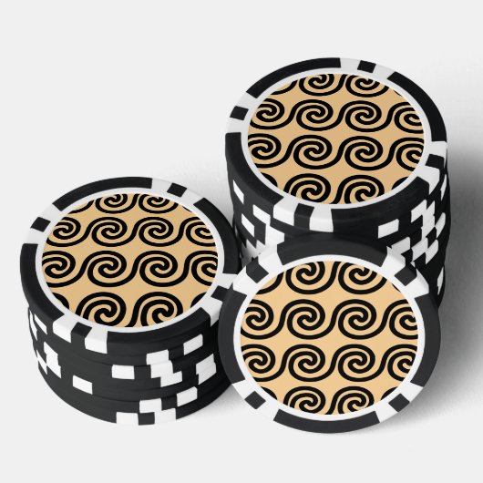 Griechisch Meander Key Waves Muster Brown Pokerchips (Stapel)