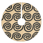 Griechisch Meander Key Waves Muster Brown Polyester Weihnachtsbaumdecke (Vorderseite)