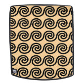Griechisch Meander Key Waves Muster Brown Rucksack (Abnehmbare Front)