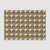 Griechisch Meander Key Waves Muster Brown Seidenpapier (Vorderseite)