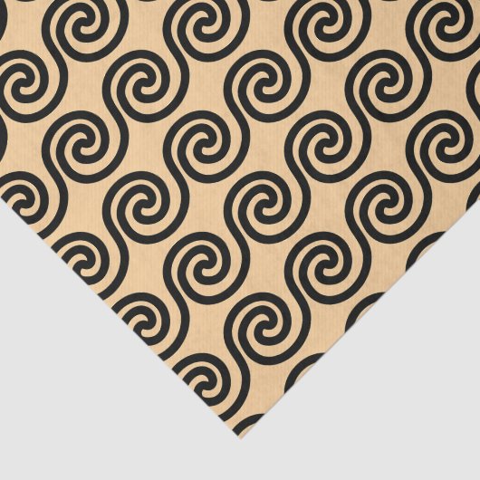 Griechisch Meander Key Waves Muster Brown Seidenpapier (Ausschnitt)