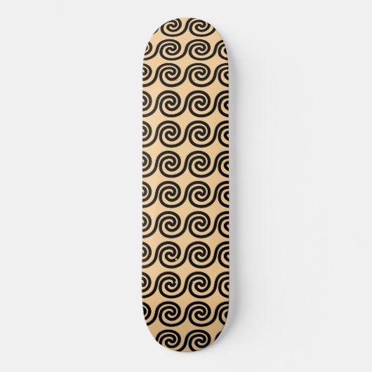 Griechisch Meander Key Waves Muster Brown Skateboard (Vorderseite)