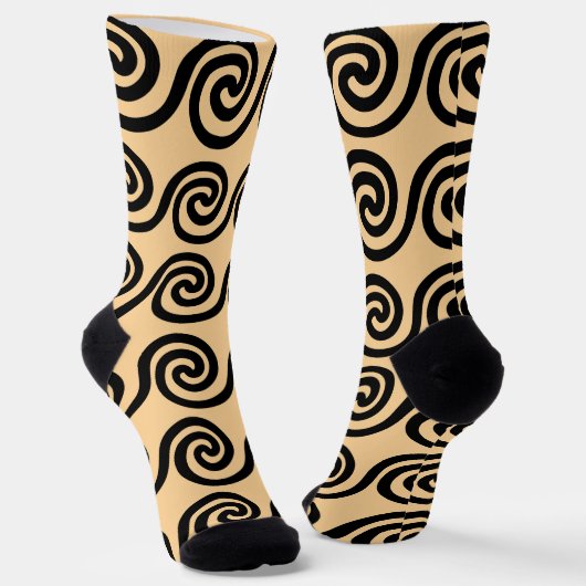 Griechisch Meander Key Waves Muster Brown Socken (Gewinkelt)