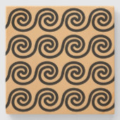 Griechisch Meander Key Waves Muster Brown Steinuntersetzer (Vorderseite)