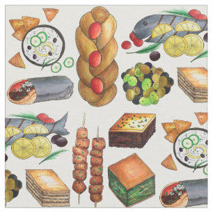 Griechisch-mediterrane Küche Gyro Tzatziki Baklava Stoff