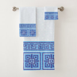 Griechisch-Mosaiksteinschmuck - Blauschattierungen Badhandtuch Set