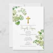 Griechisch-orthodoxe Christening Taufbecken Grüne Einladung (Vorderseite)