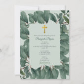 Griechisch-orthodoxe Christening Taufbecken Grüne Einladung (Vorderseite)