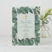 Griechisch-orthodoxe Christening Taufbecken Grüne Einladung (Stehend Vorderseite)