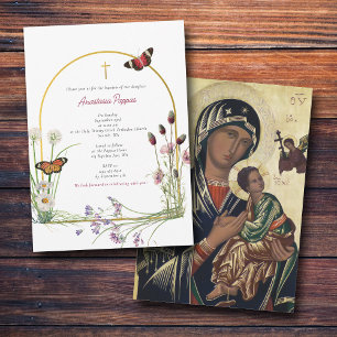 Griechisch-orthodoxe Christening Taufe Girl-Wildbl Einladung