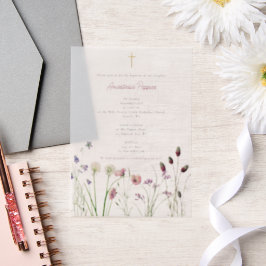 Griechisch-orthodoxe Christening Taufe Girl-Wildbl Pergament Einladungen