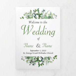 Griechisch-orthodoxe Hochzeitsprogramm Dreifach Gefaltete Einladung