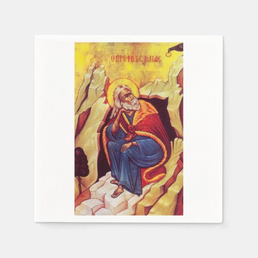 Griechisch-orthodoxe Ikone des Propheten Elija Serviette (Vorderseite)