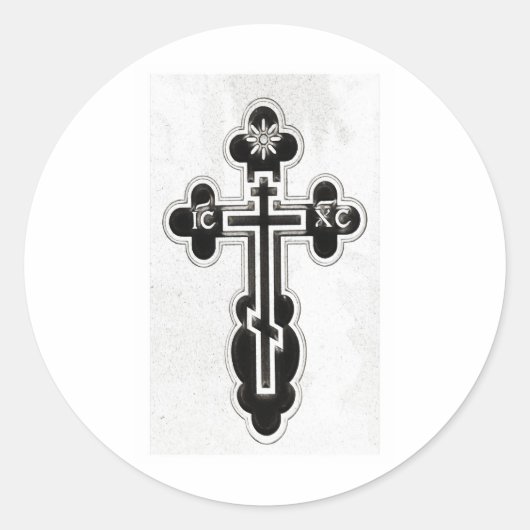 griechisch-orthodoxe Kreuz Runder Aufkleber (Vorderseite)
