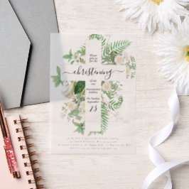 Griechisch-orthodoxe Taufe Christening Cross Green Pergament Einladungen