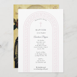 Griechisch-orthodoxe Taufe Rosa Griechischer Schlü Einladung