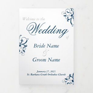 Griechisch-orthodoxes Trifold-Hochzeitsprogramm Dreifach Gefaltete Ankündigung