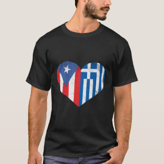 Griechisch Puerto Rico Flag Liebe Griechenland Pue T-Shirt